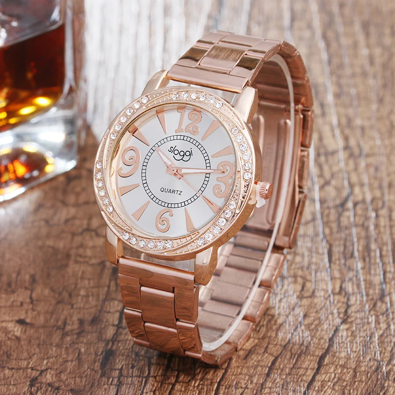 Мода Sloggi бренд Класса Люкс Из Нержавеющей ремешок Кварцевые Часы relogio masculino