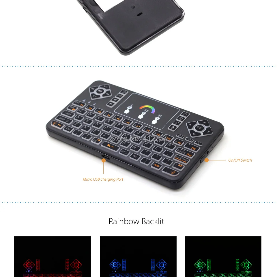[100 шт] Q9 RGB с подсветкой 2,4G мини беспроводная клавиатура Air mouse с тачпадом для Android tv Box, мини-ПК, проекторов, ноутбуков