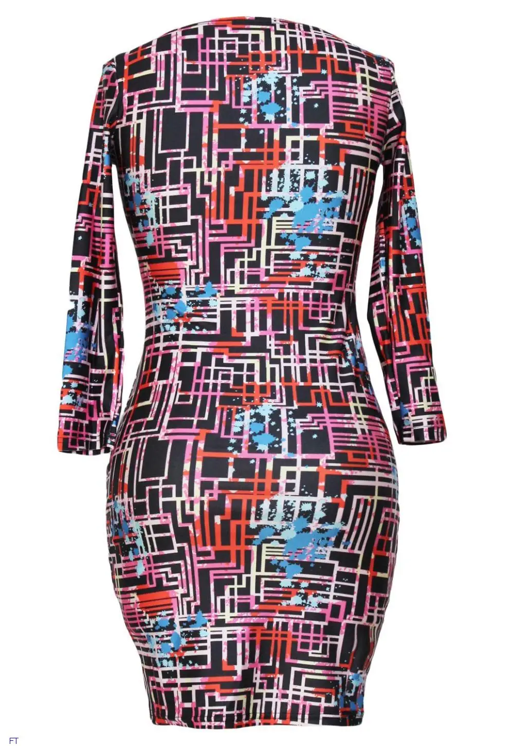 dear-lover roupas femininas vestido winter 2014 Colorful Labyrinth Print bandage Mini Dress LC21791 | Женская одежда