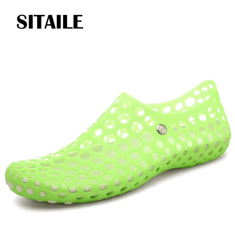 SITAILE 2017 Лучшие Продажи Марка Повседневная Пляжные Тапочки Твердые Slip On PVC Удобные