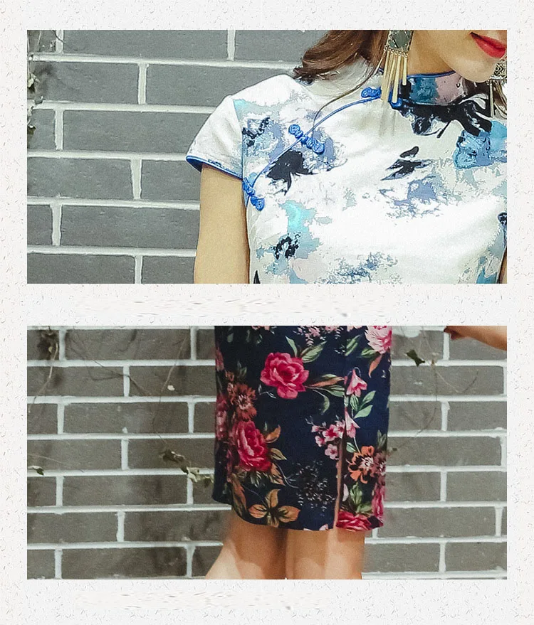 Летнее платье из хлопка для девочек Cheongsam дети Для женщин Платье с цветочным принтом качество платья для мам и дочек Семейные комплекты