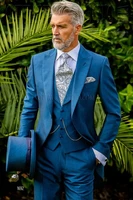 blue italian suit men blazer wedding groom men suit slim fit prom formal jacket tuxedo costume homme terno vest tailored 3pcs