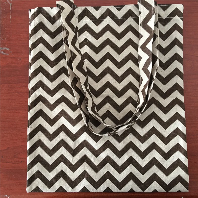 

Сумка на плечо YILE из хлопка и льна, Экологичная Сумка-тоут для покупок с принтом, с коричневой зигзагообразной линией 1732-2