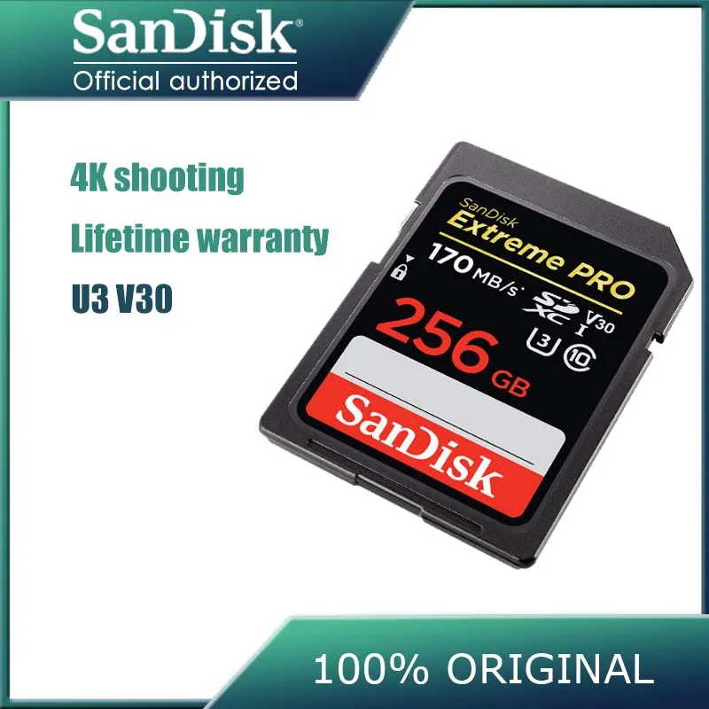 SanDisk Extreme PRO 32G sd-карта SDHC SDXC UHS-I 64 Гб карта памяти 128 ГБ C10 95 м/с U3 V30 256 ГБ carte sd-камера с кардридером