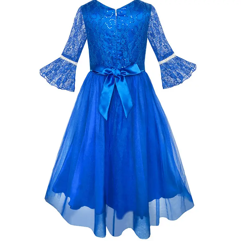 Flower Girl Dress Lace Sequin V-neckline Pageant Wedding 2020 Summer Princess Party Gowns Clothes Size 4-14 Carnival Vestidos | Детская