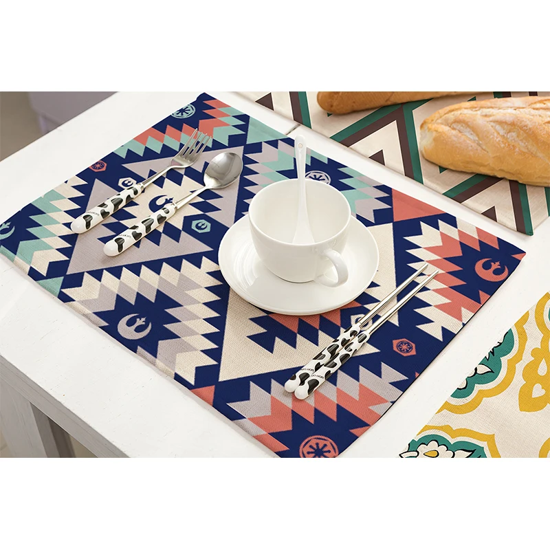 Подставка в стиле Вестерн с геометрическим принтом из хлопка и льна изоляционный