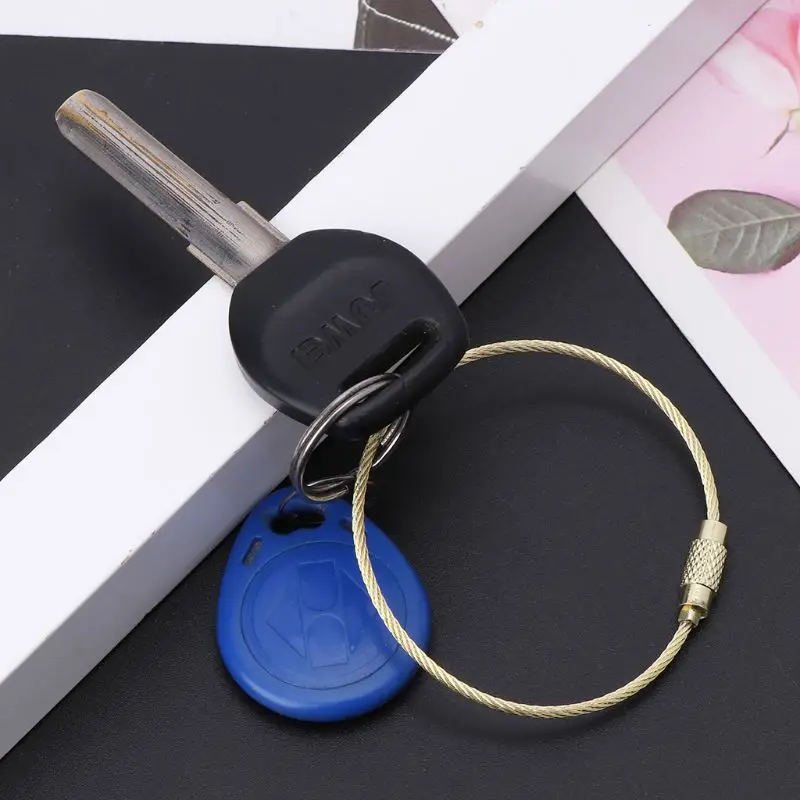 

Full Color Stainless Steel Wire Keychain Cable Key Ring Chain Outdoor EDC Luggage Tag Loop Rope 95AE