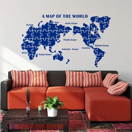 Карта мира водонепроницаемые настенные наклейки большие модные английские