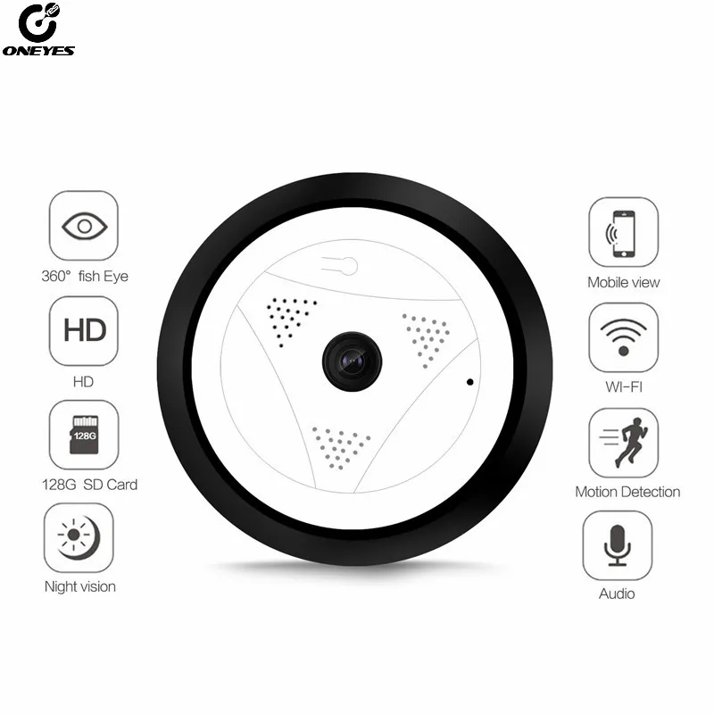 ONEYES 360 градусов панорамная IP камера 1080P Беспроводная рыбий глаз Wi Fi
