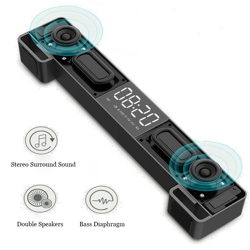 Беспроводная Bluetooth Колонка HLTON с часами FM радио TF картой AUX|Портативные колонки| |