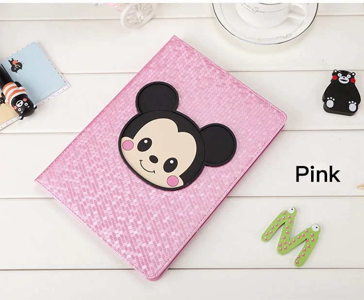 Mickey Pink Из искусственной кожи флип чехол для Apple air 1 air2 чехлы смарт-подставка чехол для мультфильм аниме футляры для планшетов ipad 5 6 pro2017/ - Цвет: Mickey Pink