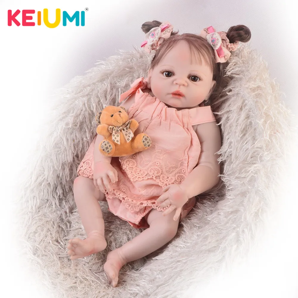 Новый стиль 23' 57 см Reborn baby girl полный силиконовый корпус куклы реалистичные дети