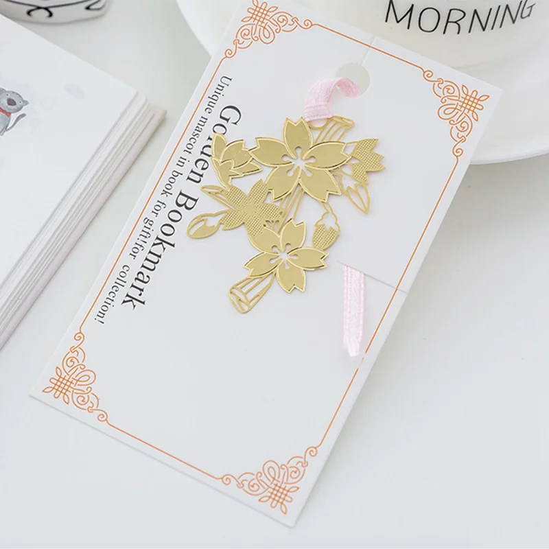 D 2 шт./лот Творческий вишня в цвету закладки для книг Kawaii с классными клепками в виде металлическая Закладка для книги для подарки для учителей милые канцелярские принадлежности - Цвет: D
