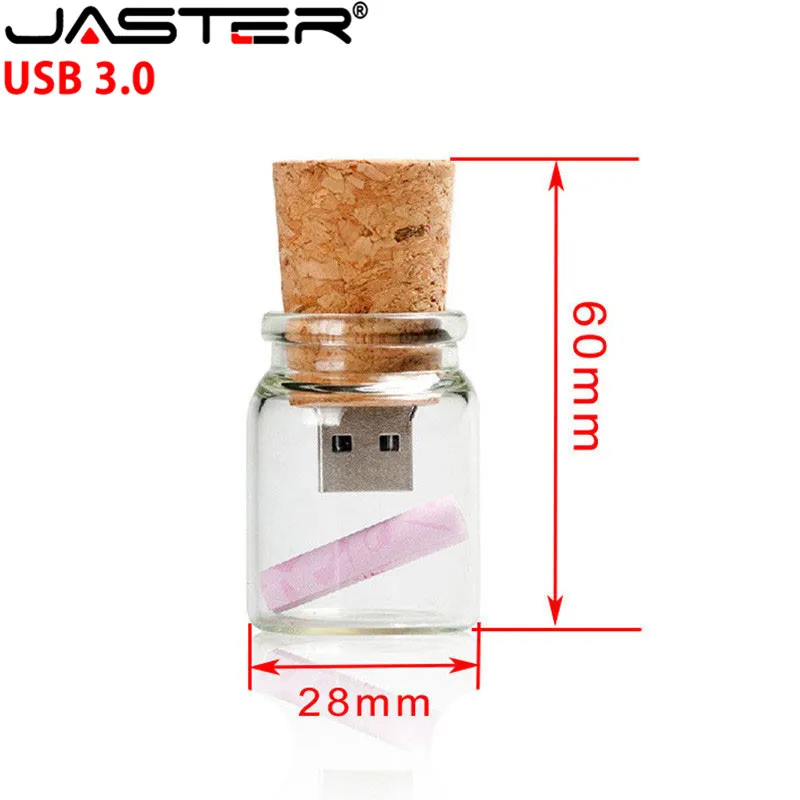 JASTER USB 3 0 стеклянная бутылка для дрифта с пробкой флэш накопитель (прозрачный)