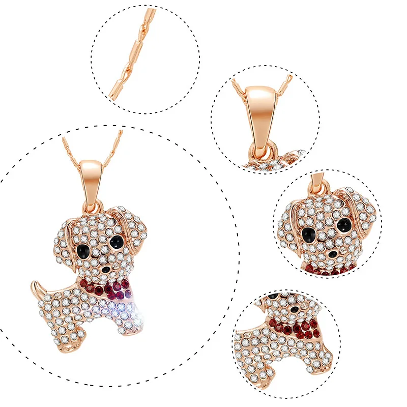 HC Мода Кристалл мультфильм животных девушки ребенок подарок серьги ожерелье комплект ювелирных изделий Милый Прекрасный маленькая собака кулон Дети Ювелирные изделия T