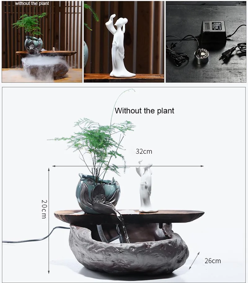 110 V-220 V Feng Shui Lucky "бегущая вода фонтан увлажнителя распылитель эфирных масел, аэрозольный распылитель настольный домашний Кофе украшения стола