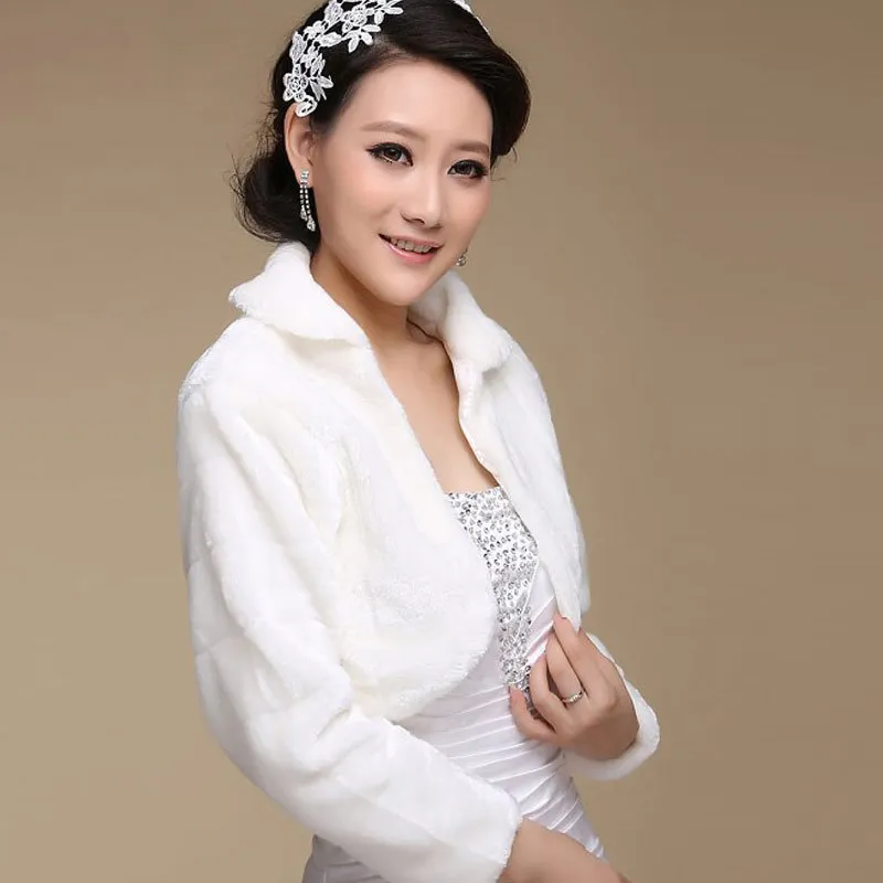 Накидка женская из искусственного меха с длинным рукавом|bolero girl|shawl weddingfaux fur shrug |