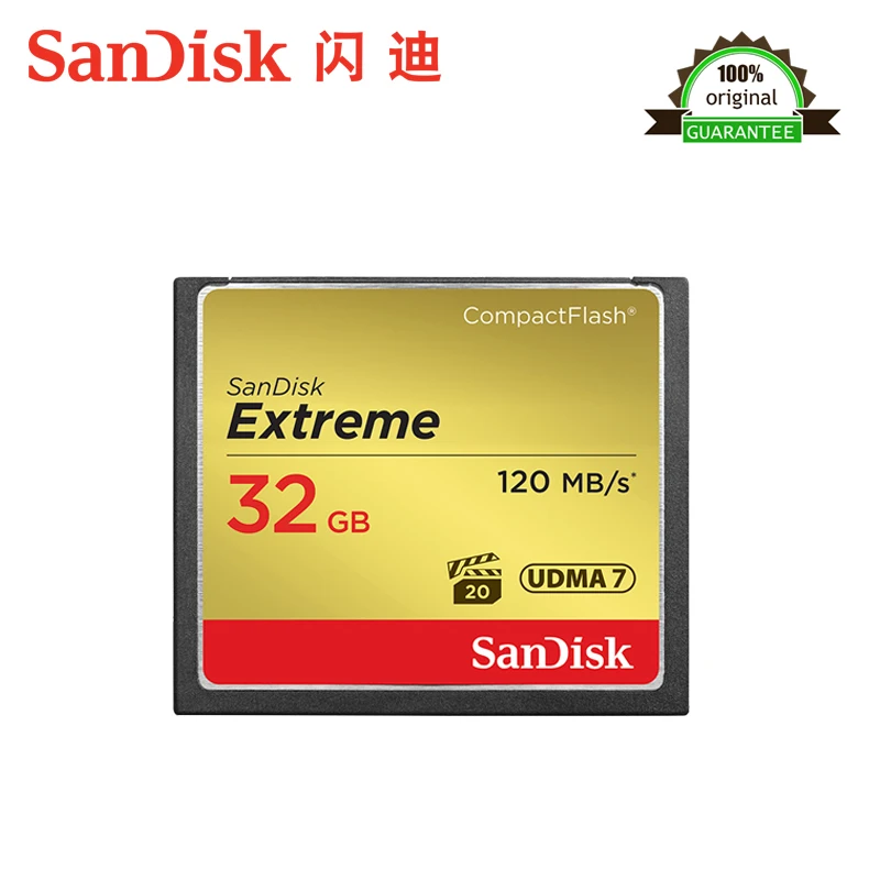 Sandisk Extreme Compactflash CF карта памяти 32 Гб до 120 МБ/с./с скорость чтения для видео 4K и Full HD