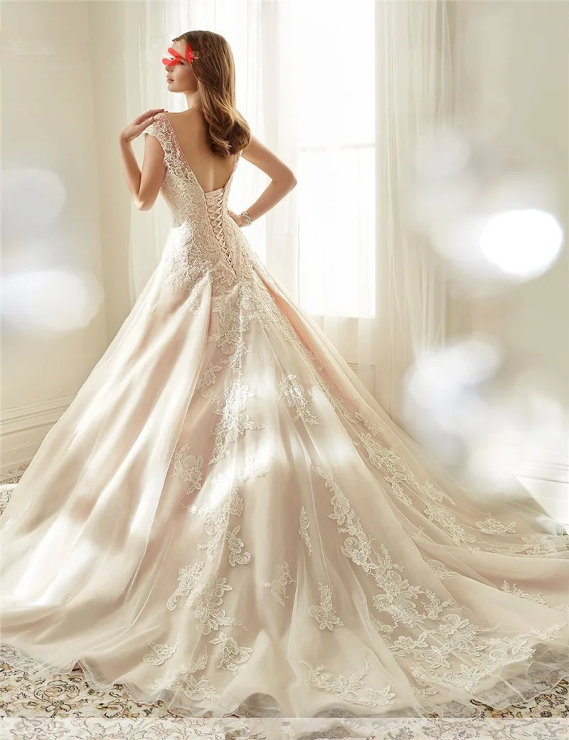 Vestido De Noiva Com Renda винтажное свадебное платье со шнуровкой сзади длинное кружевное свадебное платье с рукавами-крылышками Vestidos De Noiva