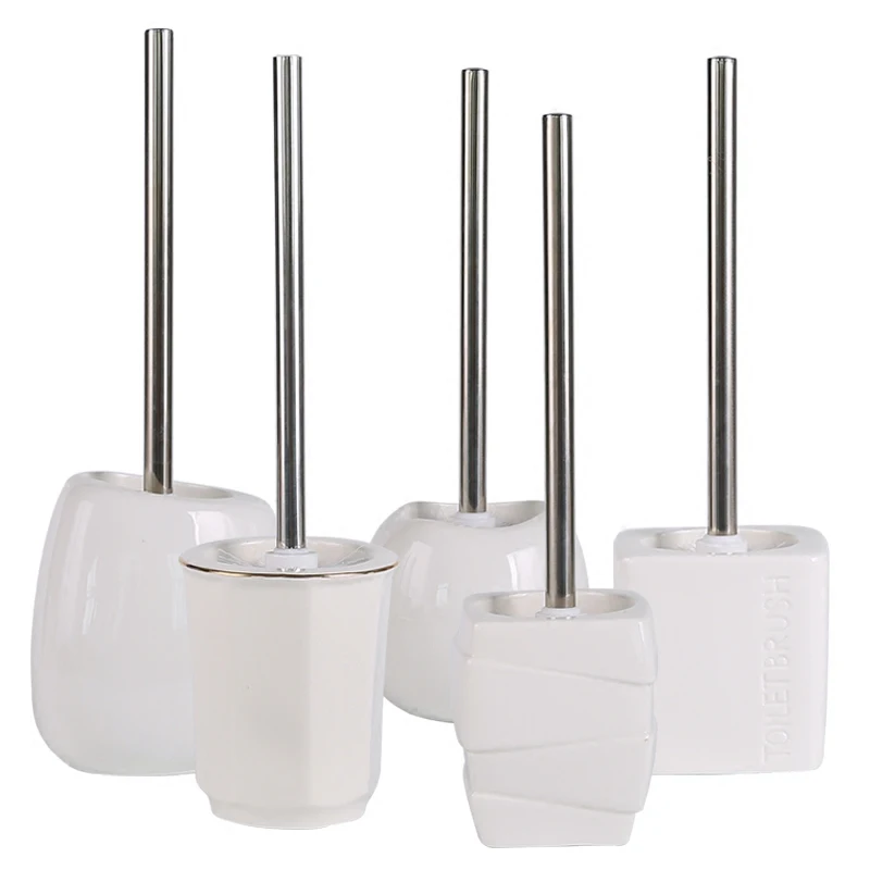 

Stainless steel handle Toilet Brush Holder Bathroom Accessories WC Brush With A Long Handle For Home High-grade ceramic base