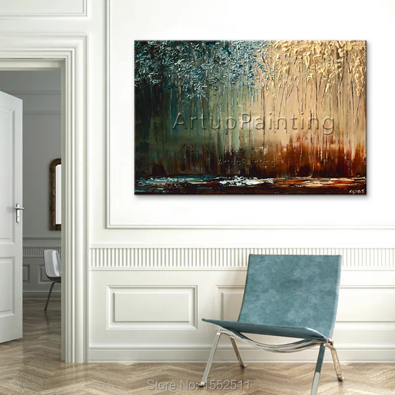 Современная Абстрактная Ручная роспись холст картины маслом нож пейзаж