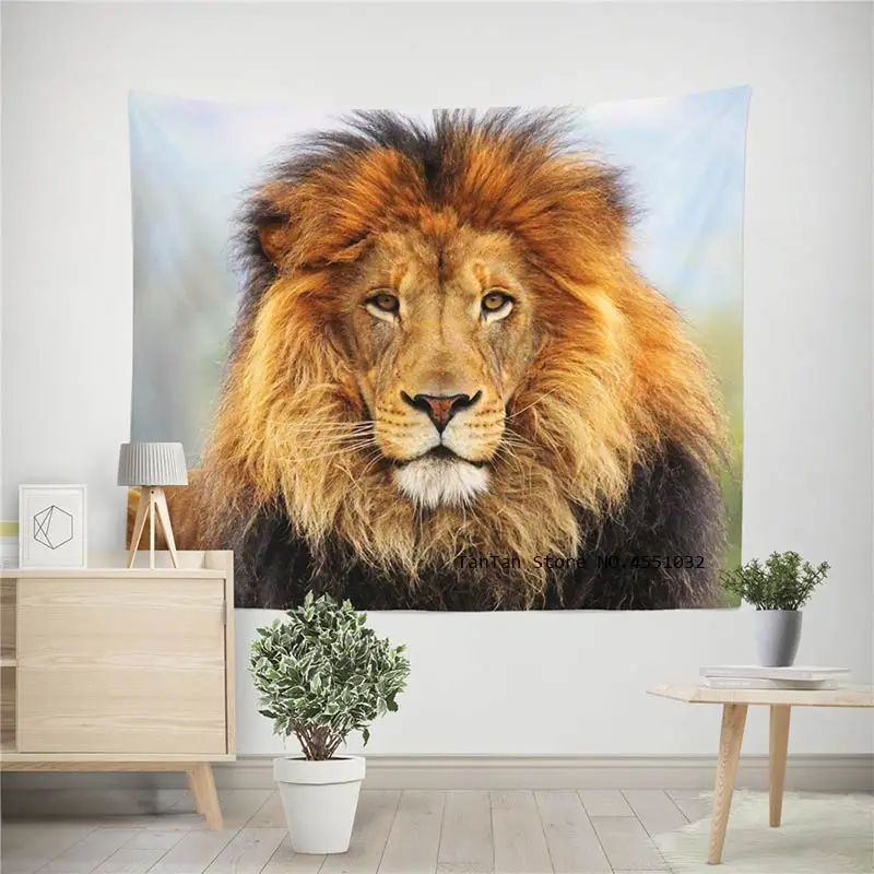 Черно белый цвет яркий уличный Тигр Львиный гобелен животное печатный настенный