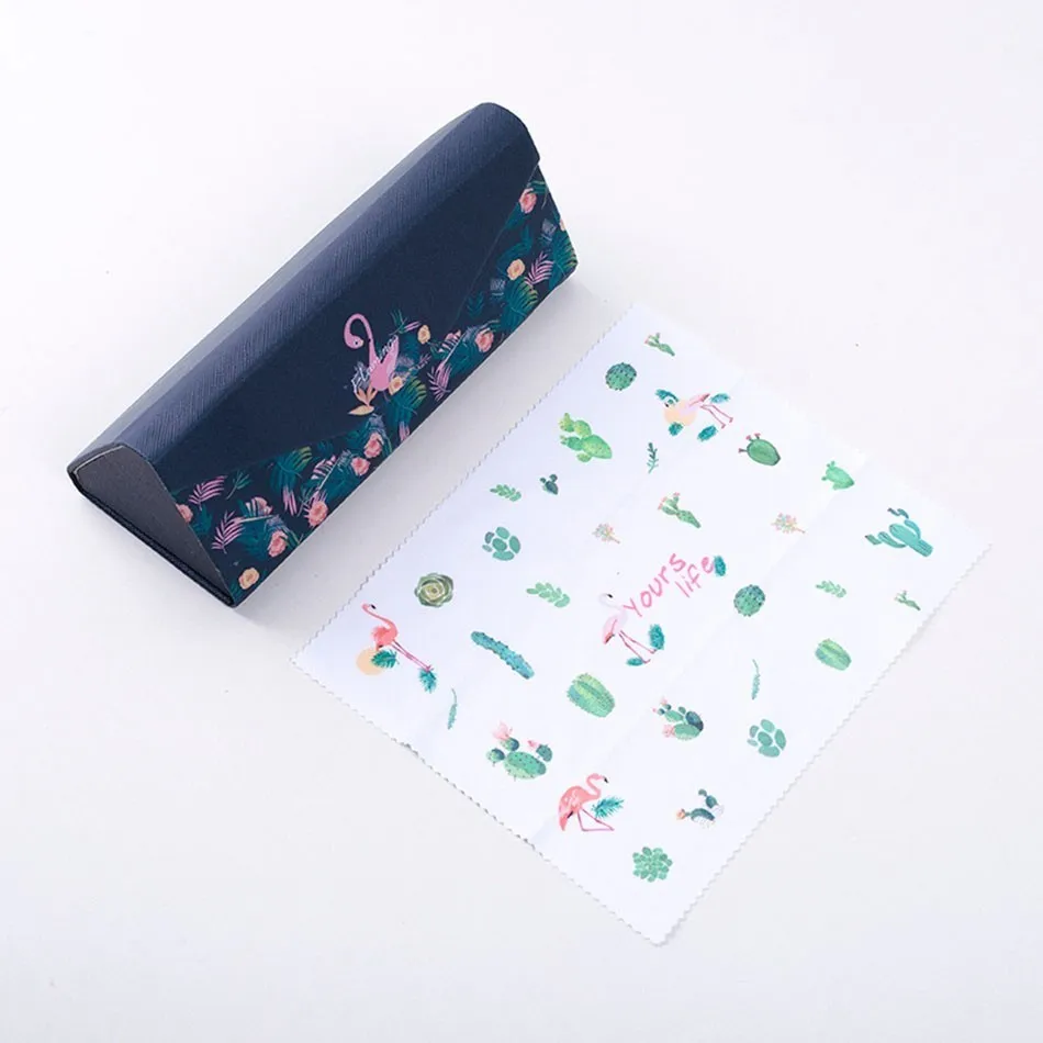 AudWhale Cute Style Sunglasses Case Fold PU Leather Simple Spectacle Case Cute Girls Portable Glasses Cases - Цвет: 9
