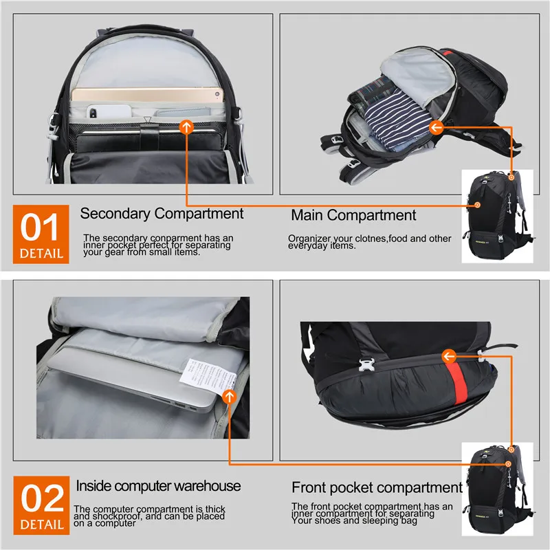 NEVO RHINO 40L водонепроницаемый мужской рюкзак унисекс дорожная сумка походный открытый альпинистский рюкзак для мужчин