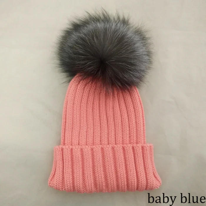 Новое теплая зимняя коллекция мериносовой шерсти Gorros шапочка съемный подлинной серебряной лисицы пом англичане вязаные шапки для мужчин - Цвет: peach