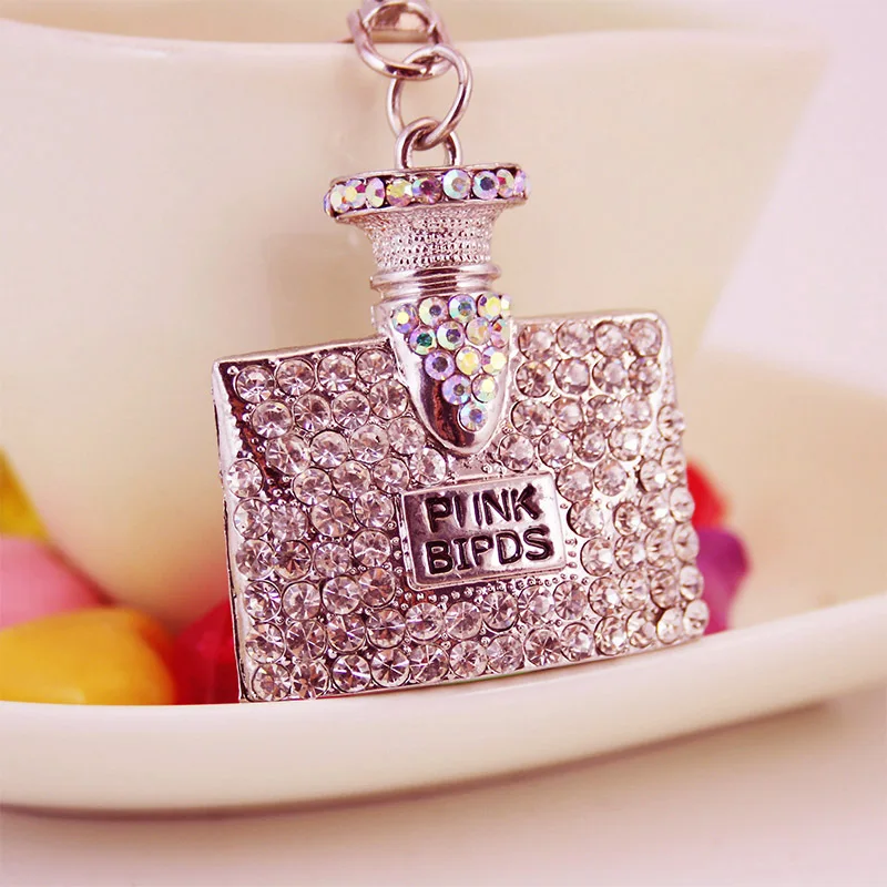 Брелок Стразы 2019 с кристаллами в виде флакона духов брелок подарок для девочек