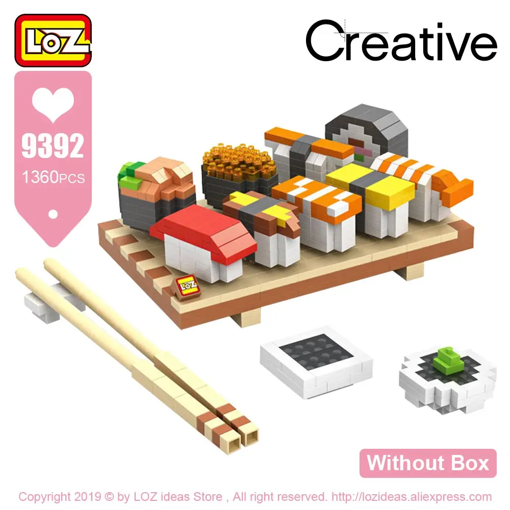 9392 Without Box LOZ, алмазные блоки, фаст-фуд, луна, торт, суши, набор, еда, Мини Строительные блоки, Детские кирпичи, создатель, сборочные игрушки для детей, сделай сам - Цвет: 9392 Without Box