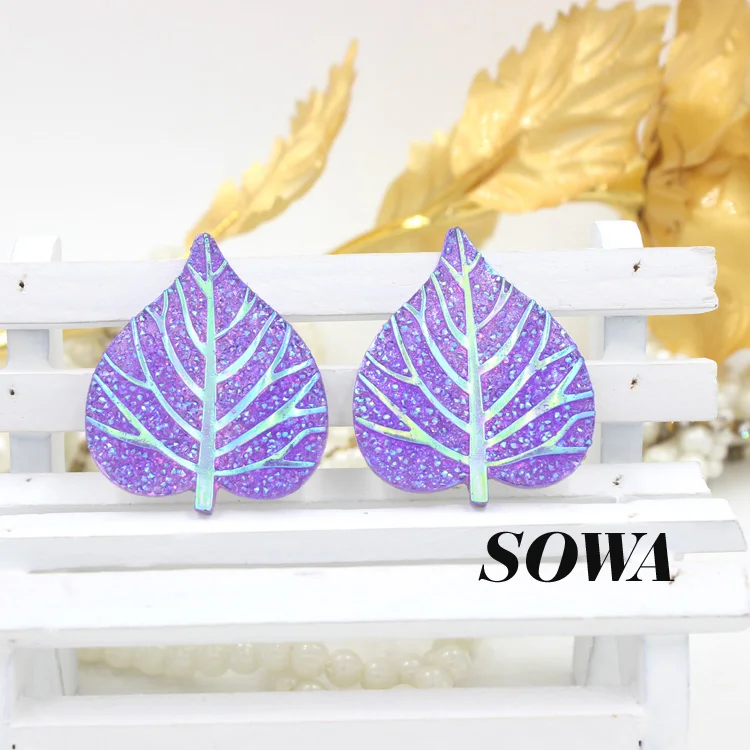 

2016 New 20PCS Size 40*33mm Purple AB Heart Leaves Resin Flatback Scrapbooking For Phone/Wedding/Craft DIY!