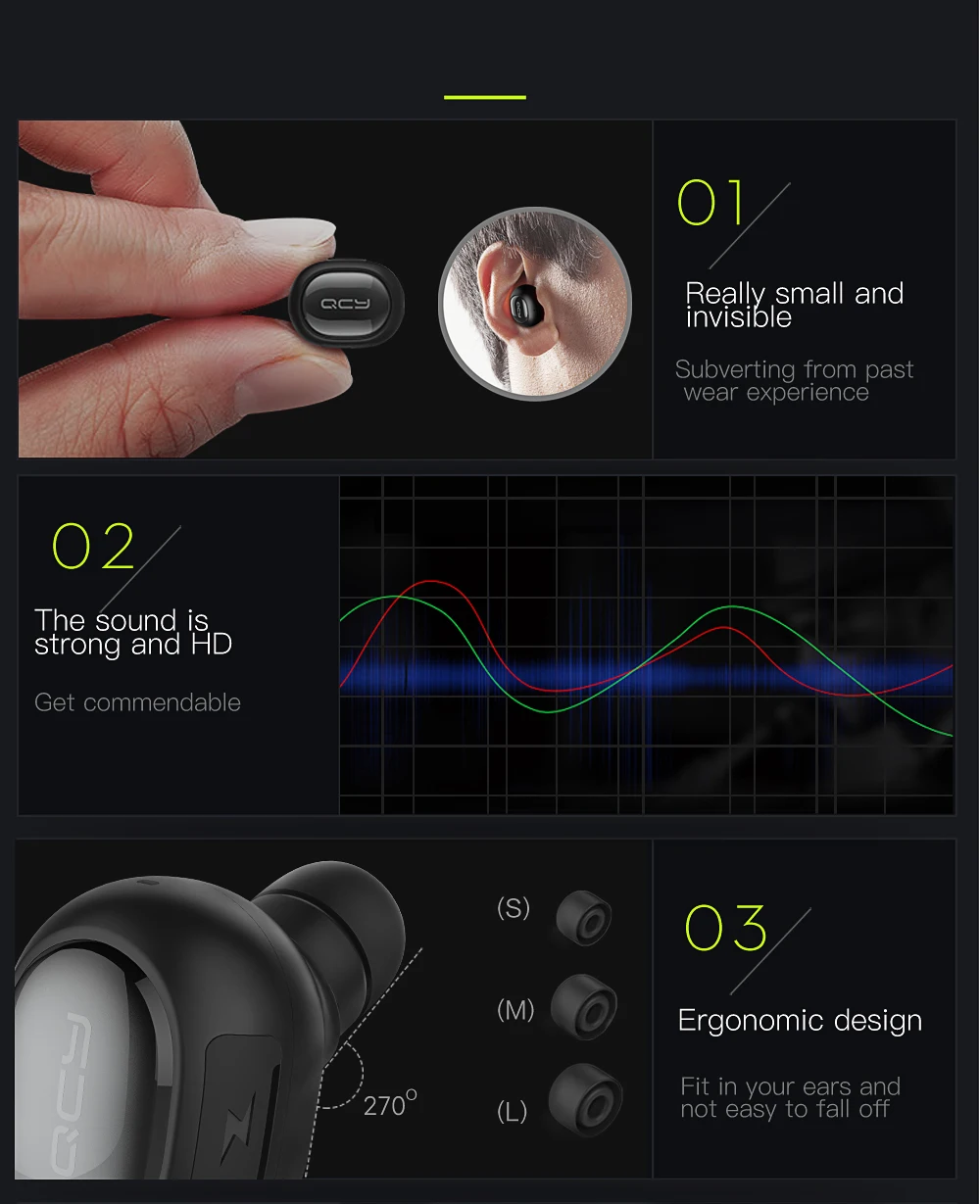 QCY Q26 мини невидимые наушники бизнес Bluetooth наушники с шумоподавлением вкладыши с микрофоном и сумкой для хранения