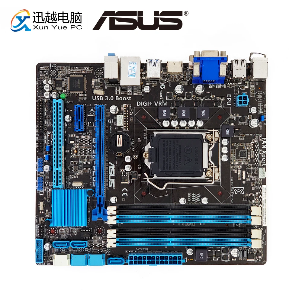 Asus B75M-PLUS настольная материнская плата B75 разъем LGA 1155 для i3 i5 i7 DDR3 32 Гб SATA3 USB3.0 DVI Micro ATX оригинальная б/у материнская плата