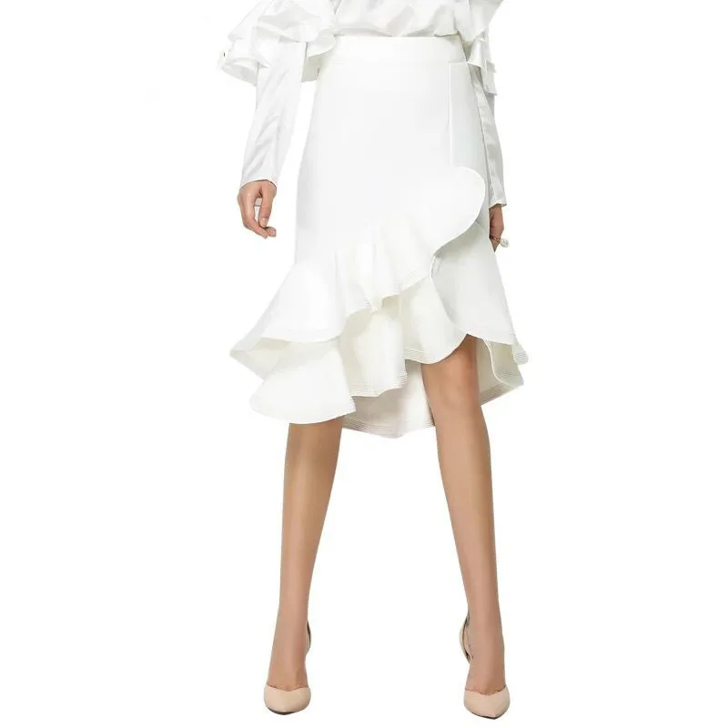 Новая мини юбка труба Женская Роскошная плиссированная однотонная черная белая