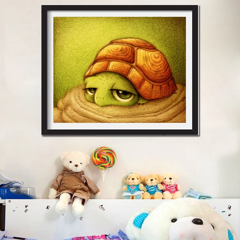 5D Diy Алмазная картина животные круглая мозаика Вышивка крестом ленивый черепаха