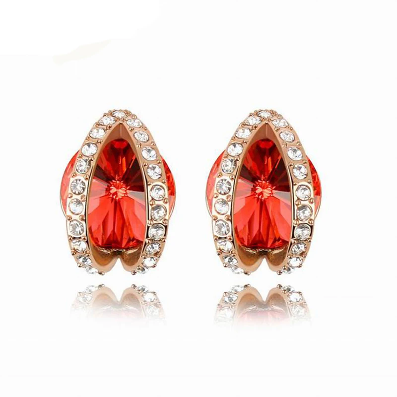 Серьги-гвоздики женские круглые с кристаллами стразы | Украшения и аксессуары