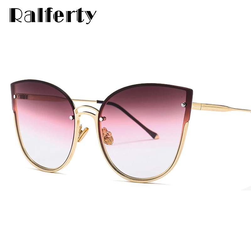 Ralferty 2018 элегантные женские солнцезащитные очки кошачий глаз UV400 большие для