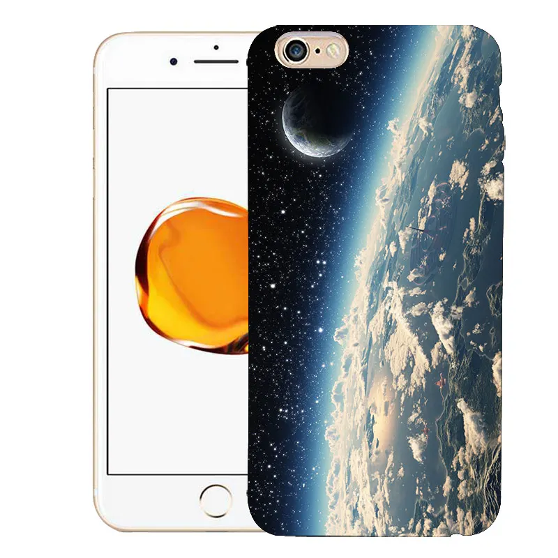 Мягкий черный чехол для телефона iPhone 6S 5S 7plus 8plus 6plus Moon Sun Space Мультяшные кошки