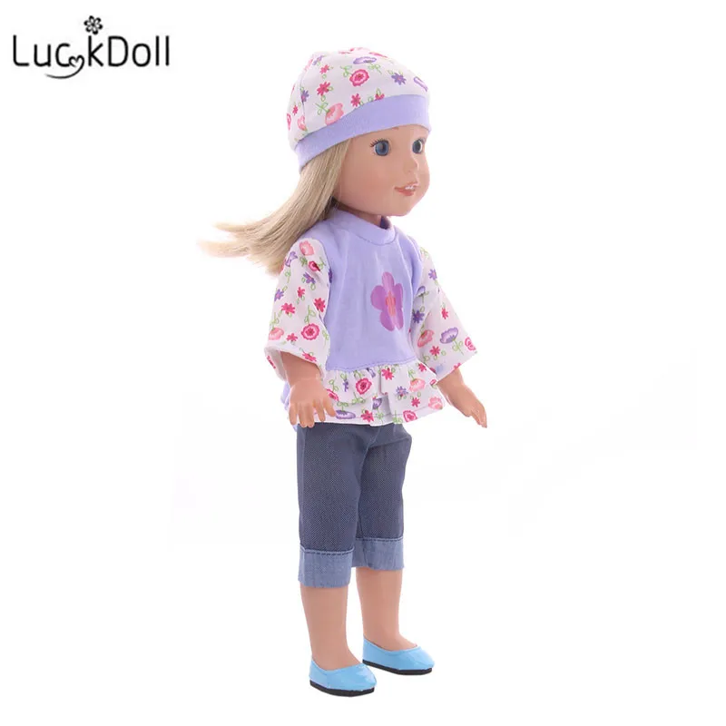 LUCKDOLL Новая Одежда для кукол джинсовые штаны одежда шляпа подходит 14 5 дюймов