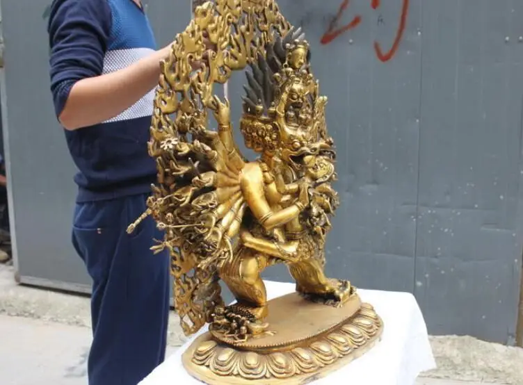 32 Tibet Folk Temple bronze copper Vajrabhairava Yamantaka Buddha Statue | Дом и сад