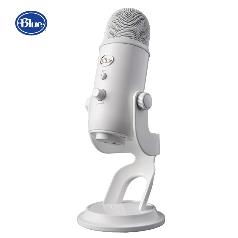 white color Синий USB конденсаторный микрофон Yeti для прямого вещания и записи звука с внутренней звуковой картой Plug and play - Цвет: white color