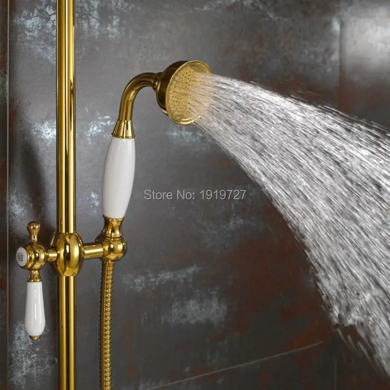 Золотая Душевая система Водопад с открытым холодным и горячим клапаном душевая