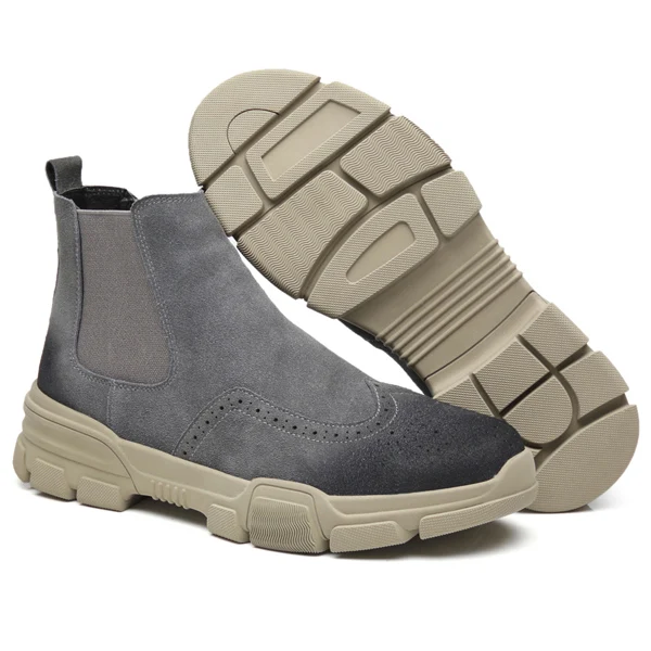 Gray men boots YIGER/Новинка; мужские ботинки «Челси»; мужские ботильоны из коровьей замши; повседневная мужская обувь без шнуровки; зимние теплые мужские Ботинки martin на меху; большие размеры; 0171 - Цвет: Gray men boots