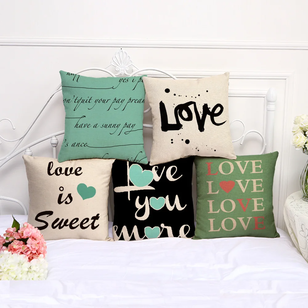 

Любовное письмо серии чехол для подушки из хлопка и льна декоративная наволочка квадратное сиденье стула размером 45*45 см наволочка Дома Тек...