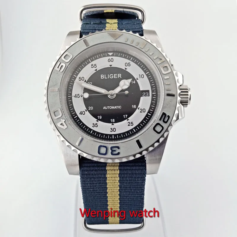 40 мм серый керамический ободок нейлоновый ремешок сапфировое стекло