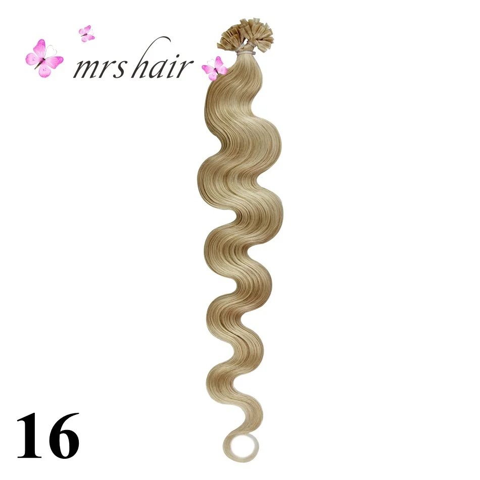 MRS HAIR, объемные волнистые волосы для наращивания с u-образными наконечниками, 20 дюймов, кератиновые волосы на капсулах, машинка для наращивания, Remy Fusion, волосы для ногтей, блонд, 1 г, прядь, 50 шт