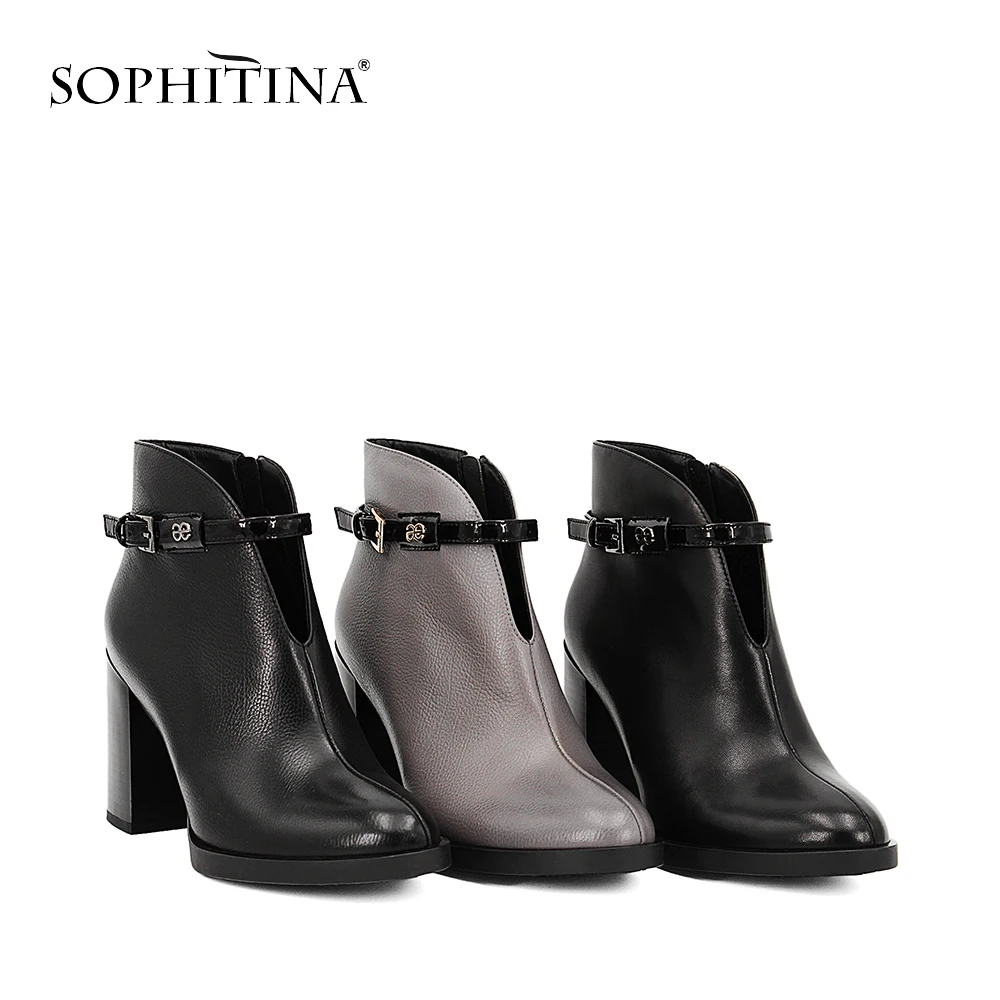 SOPHITINA/элегантные женские ботинки Ботильоны из натуральной кожи на молнии с