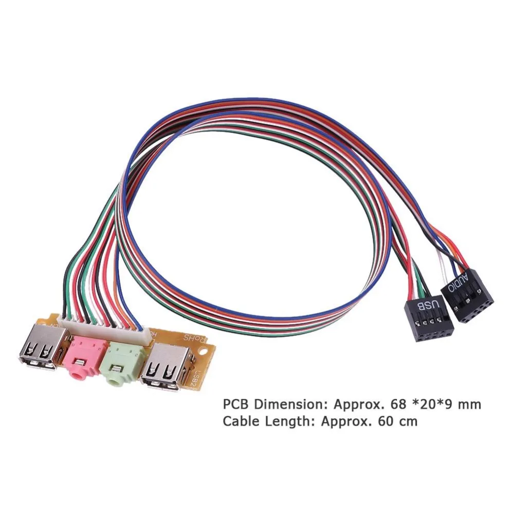 Чехол для компьютера с двумя портами USB 2 0 передняя панель аудиопорт микрофон
