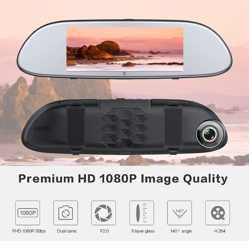 Автомобильный видеорегистратор зеркало 3g 6,8" видеорегистратор Full HD 1080P видео рекордер камера Android 5,0 gps навигация Bluetooth Сенсорный экран четырехъядерный